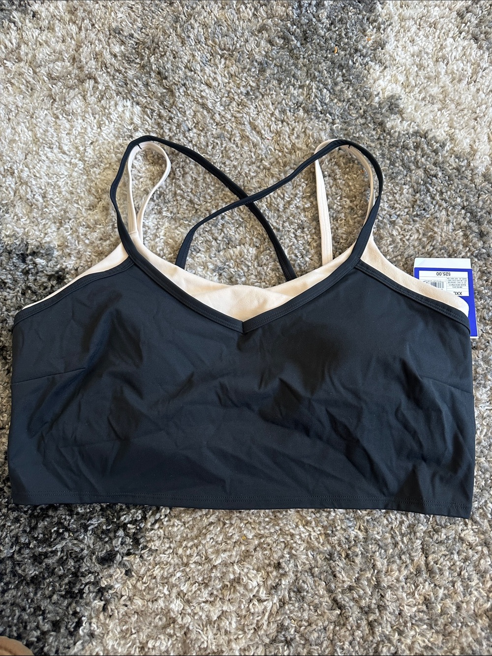 JoyLab Black Bralette with Cream Trim and Crossback Straps